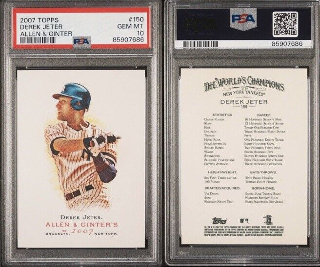 💎 2007 Topps Allen & Ginter #150 DEREK JETER YANKEES HOF PSA 10 GEM MT