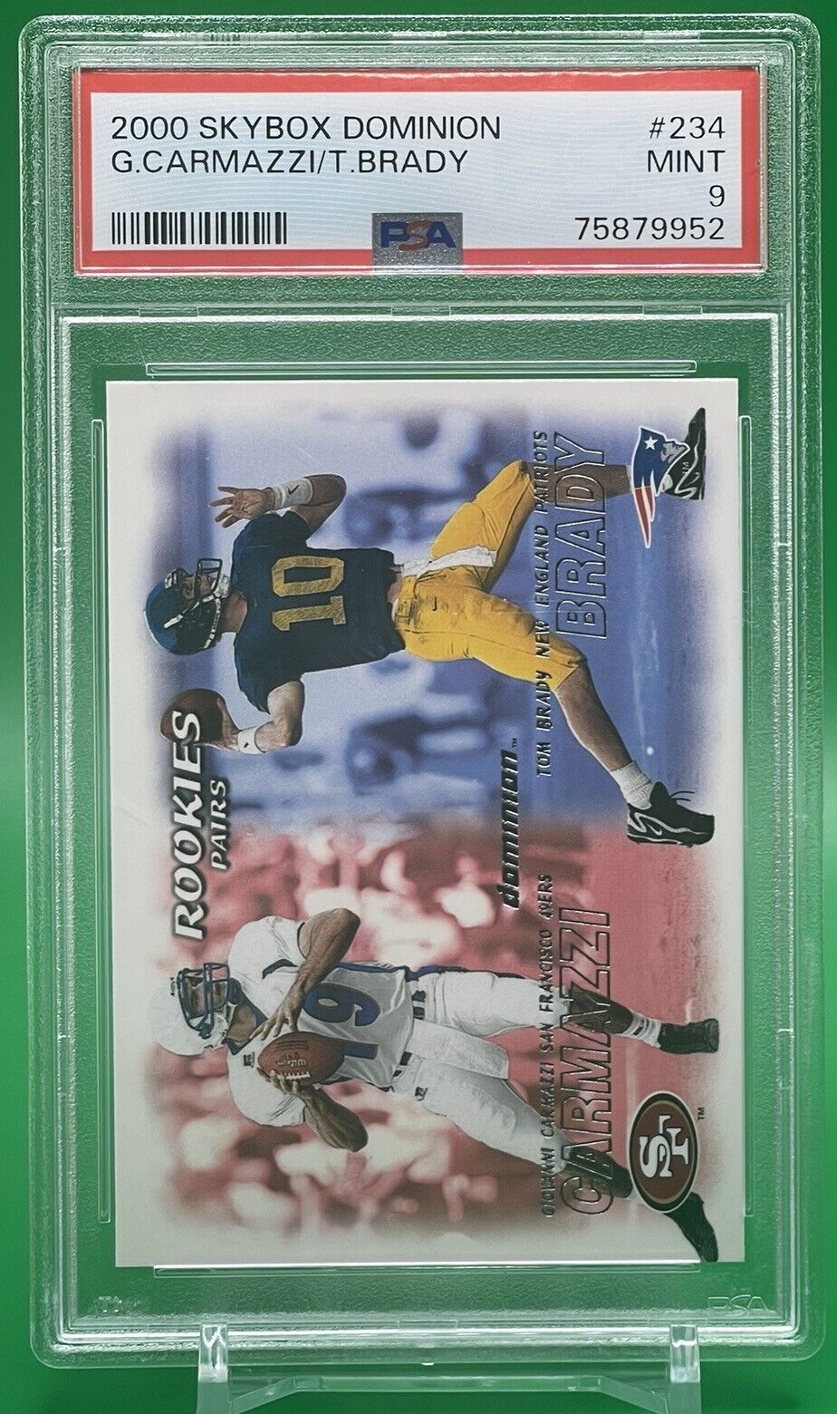 💎 2000 Skybox Dominion Carmazzi / TOM BRADY RC PSA 9 MINT Michigan Patriots