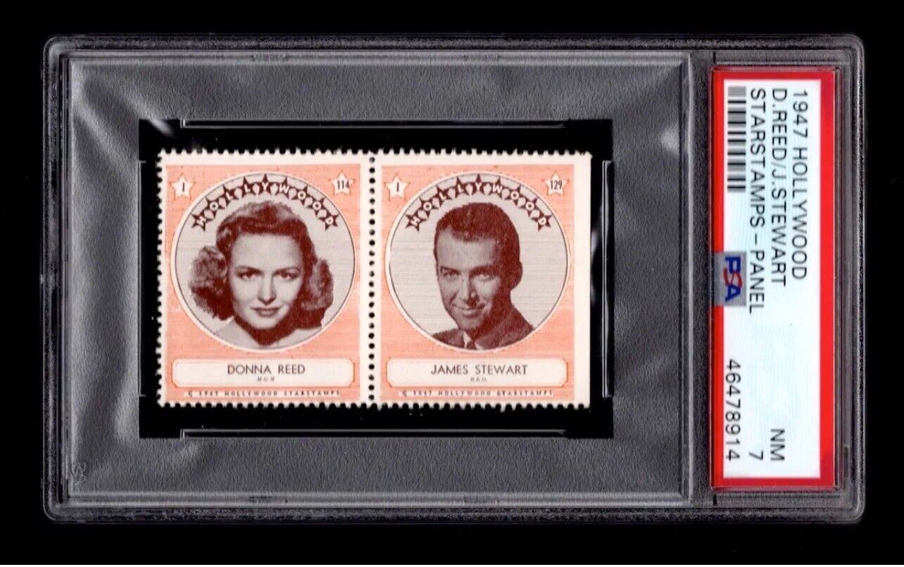 PSA 7 IT'S A WONDERFUL LIFE 1947 Starstamp Panel DONNA REED & JAMES STEWART