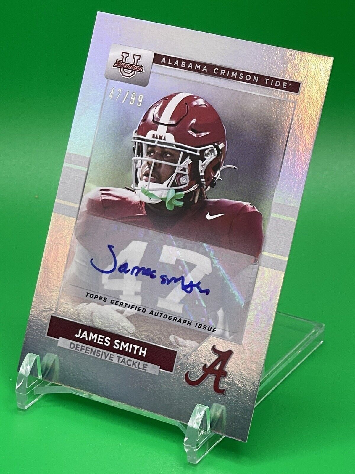 2023 Bowman U Alabama JAMES SMITH Rainbow Foil Auto 47/99