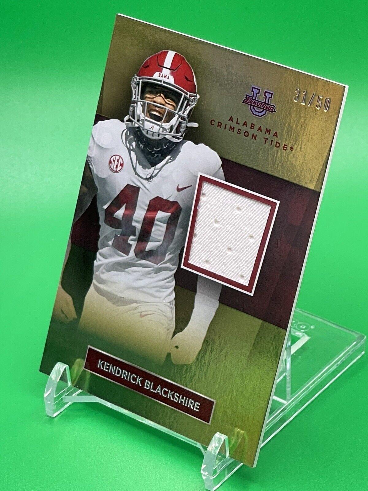 2023 Bowman U Alabama KENDRICK BLACKSHIRE Gold Foil Relic Patch 31/50