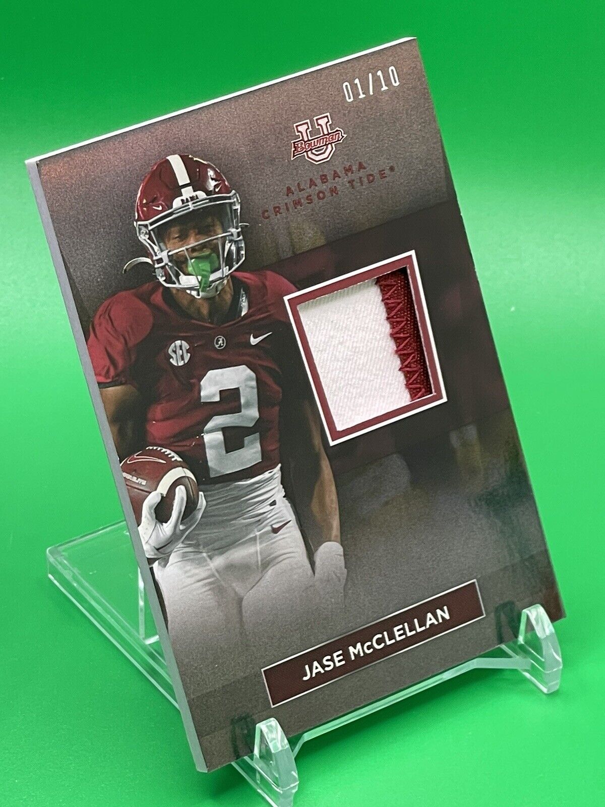 2023 Bowman U Alabama JASE McCLELLAN Black Foil Relic 2-Color Patch 01/10