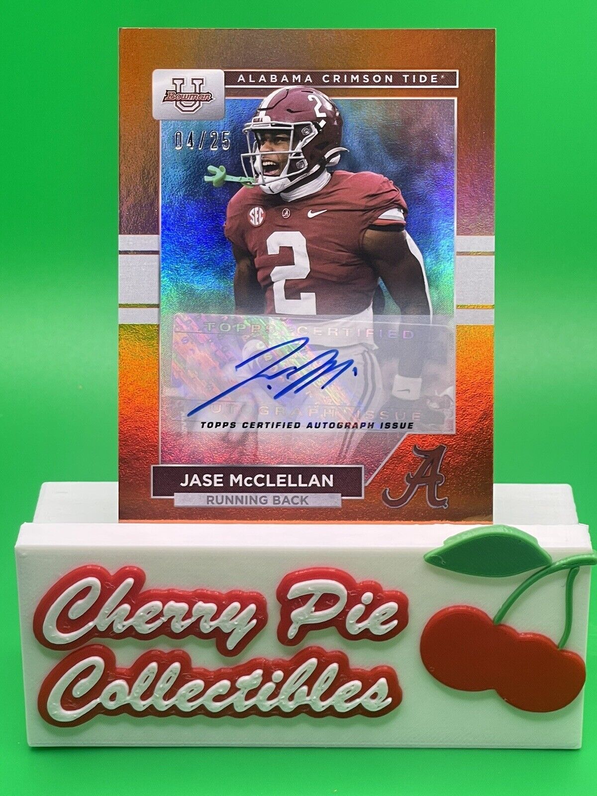 2023 Bowman U Alabama JASE McCLELLAN Orange Foil AUTO 04/25 FALCONS