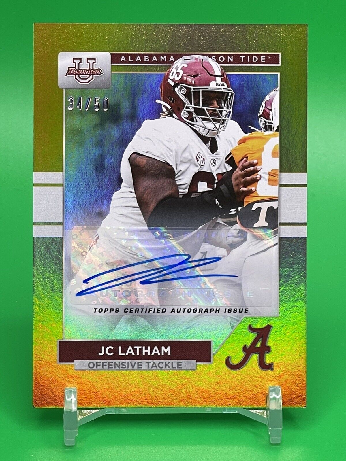 2023 Bowman U Alabama JC LATHAM Gold Foil AUTO 34/50