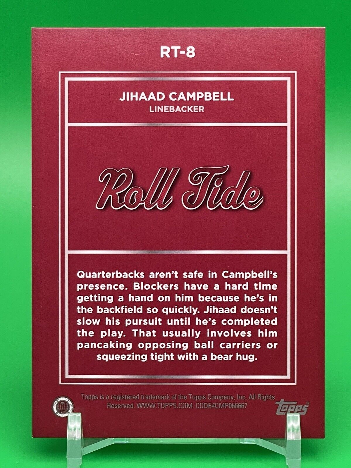 2023 Bowman U Alabama JIHAAD CAMPBELL ROLL TIDE Black Foil Parallel 10/10 !