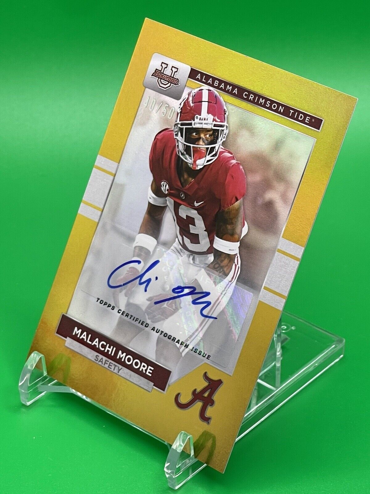 2023 Bowman U Alabama MALACHI MOORE Gold Foil AUTO 40/50