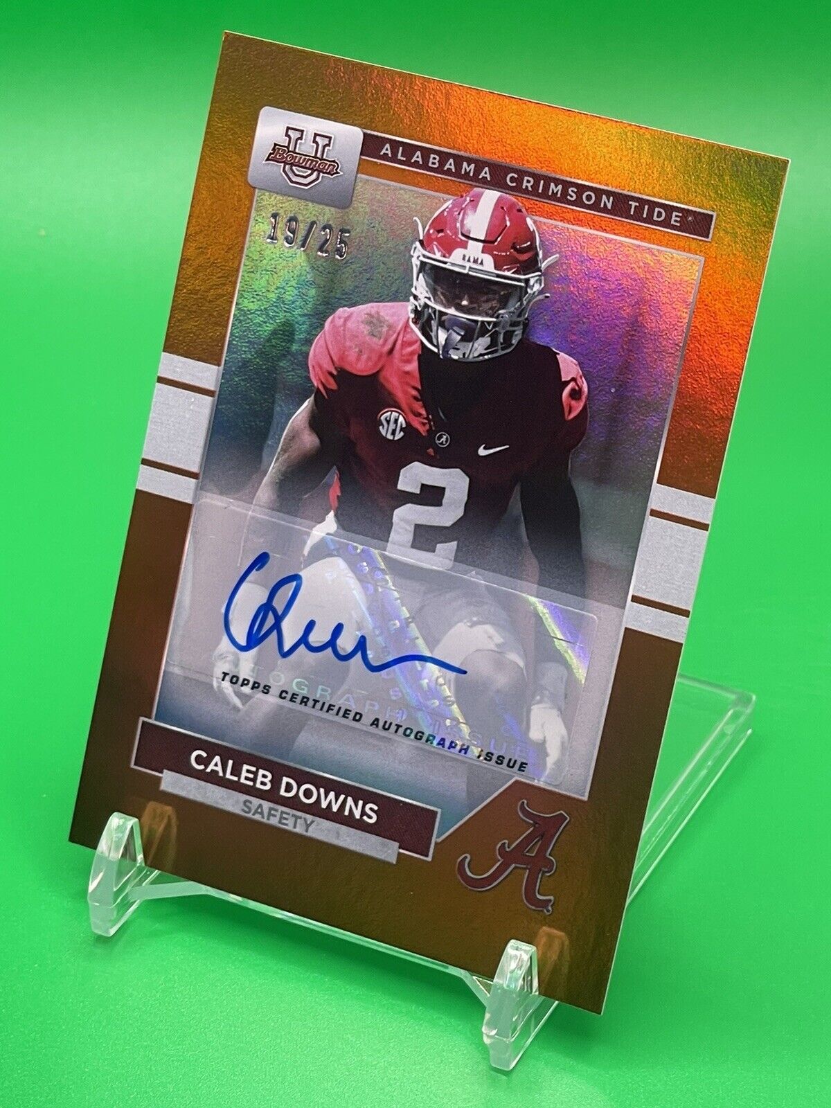 2023 Bowman U Alabama CALEB DOWNS Orange Foil AUTO 19/25 OHIO STATE