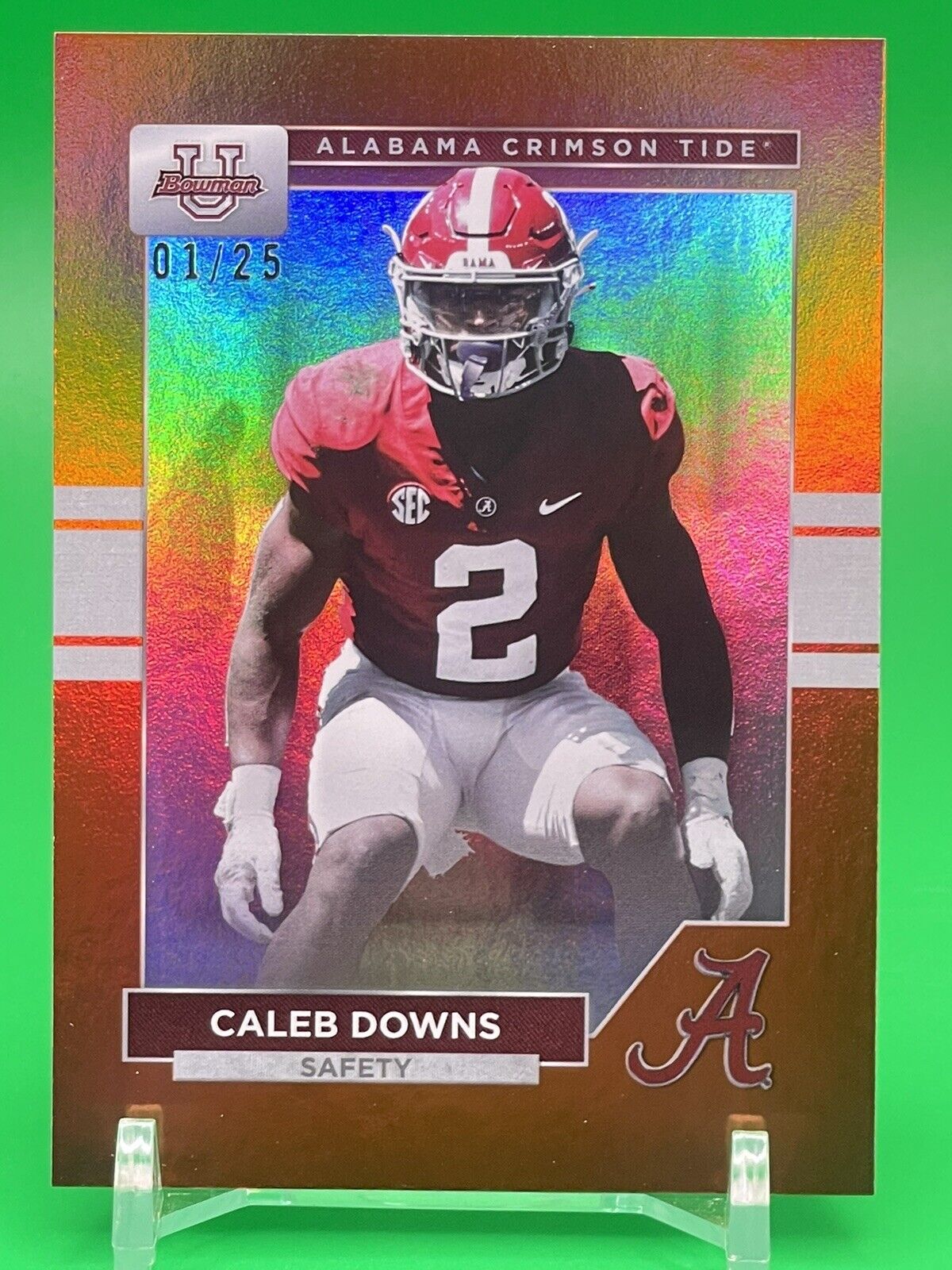 2023 Bowman U Alabama CALEB DOWNS Orange Foil 01/25 1st in Series! OHIO STATE