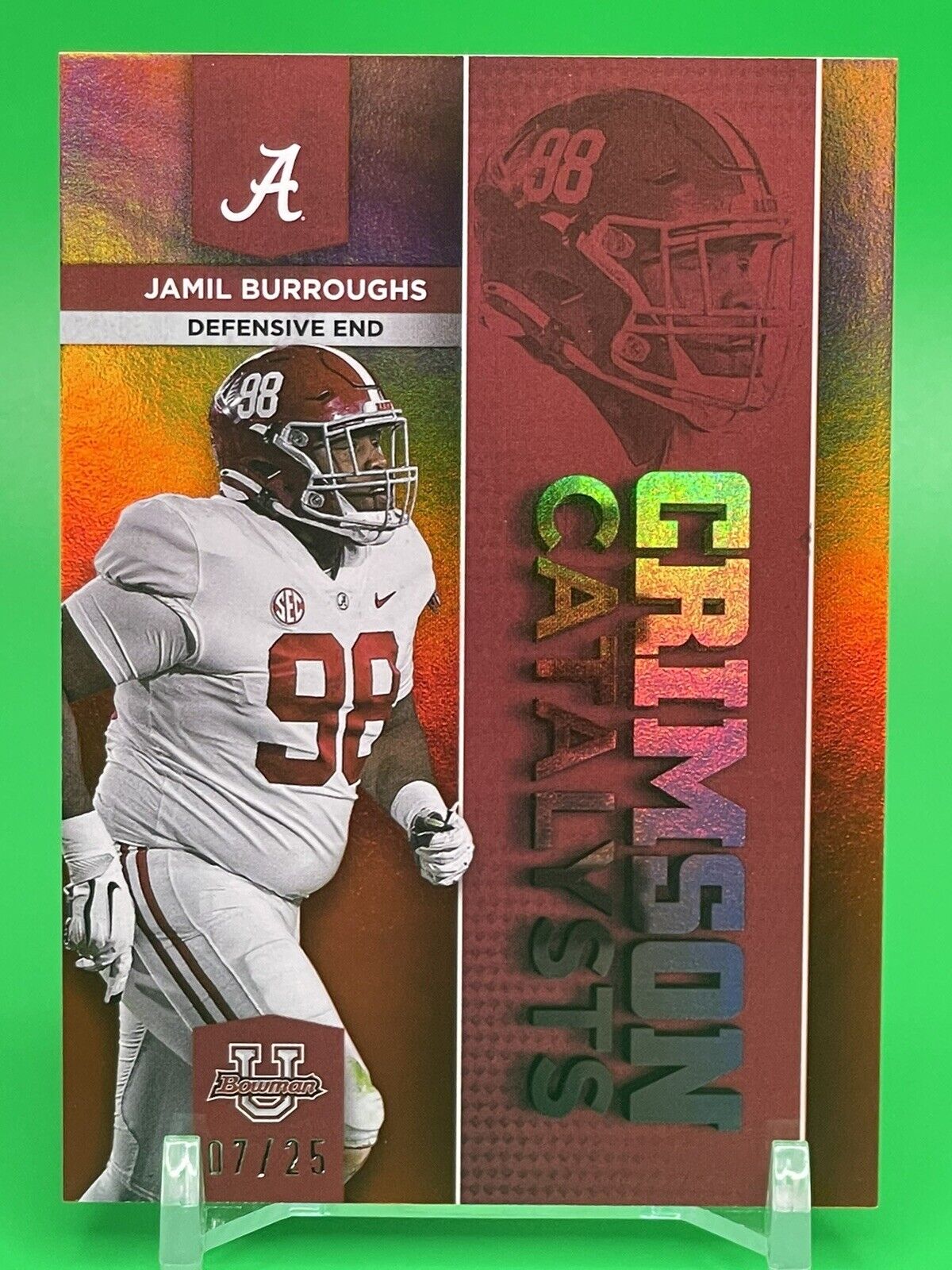 2023 Bowman U Alabama JAMIL BURROUGHS CRIMSON CATALYSTS Orange Foil 07/25