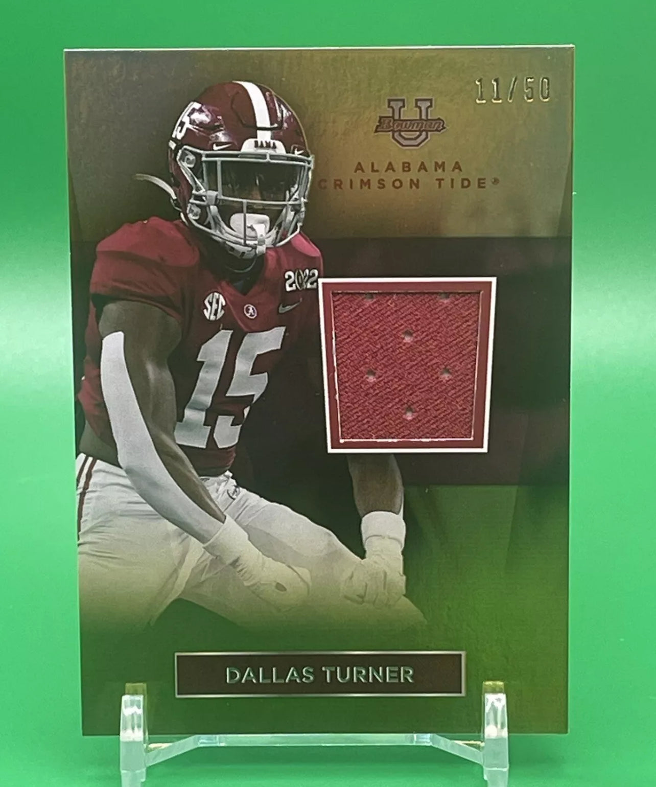 2023 Bowman U Alabama DALLAS TURNER Gold Foil Relic Patch 11/50 VIKINGS